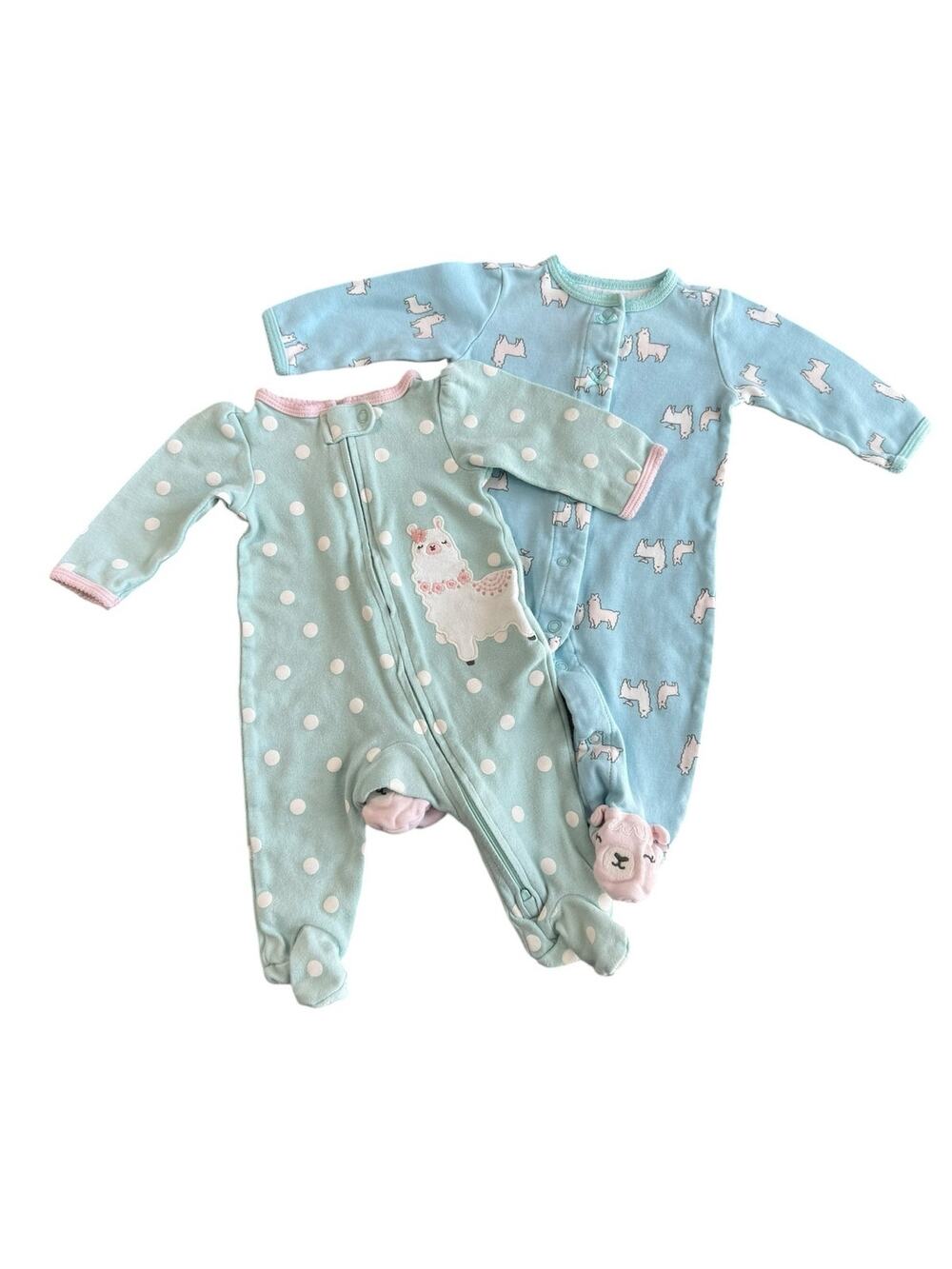 Carters Baby Girl Footie Sleeper Pajamas Blue Llama 3 Months